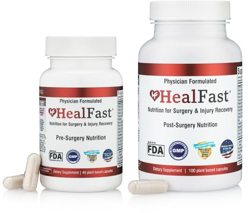 HealFast Complete Surgery & Injury Recovery Supplement: for Wound, Scar Treatment & Bruising w/Vitamins, Bromelain, Quercetin & Probiotics (Pre+Post Op)