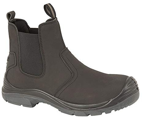Grafters M371A Mens Coated Leather Safety Dealer Boots Black
