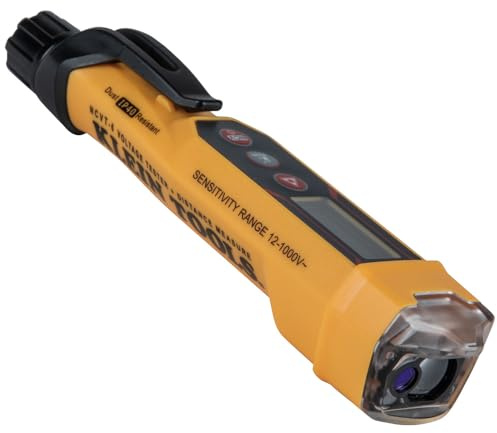 Klein Tools NCVT-6 | Spannungsprüfer berührungslos 12–1000V AC | Prüfstift mit Laser-Distanzmesser | LED & akustisches Signal | Auto-Abschaltung | Taschenclip | Profi-Spannungsdetektor