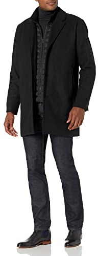Dockers Men's Henry Wool Blend Top Coat (Regular and Big & Tall Sizes) , Black, Large