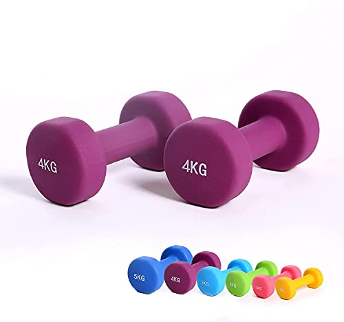 Hansson.Sports Aerobic Hantel Gymnastikhanteln Neopren Hantel Hantelgewicht Paar (2 x 4 Kg Violett)