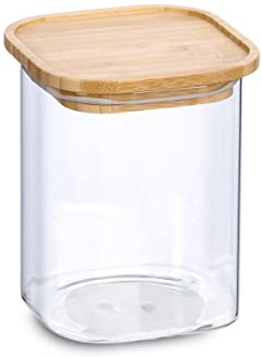 Zeller 19490 Vorratsglas m. Bambusdeckel, 900 ml, ca. 10 x 10 x 13,6 cm