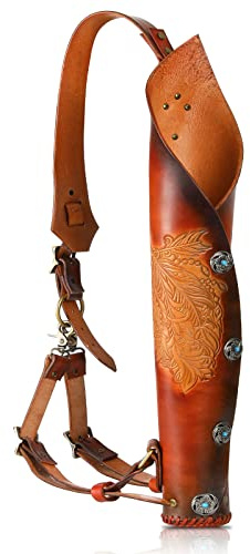 KAINOKAI Pure Cowhide Arrow Quiver,Retro Hunting Quivers with Magnetic Attraction,Riding Quiver for Horse Bow Recurve Bow and Longbow(Elf Archer)