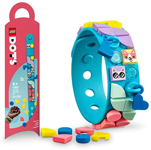 LEGO DOTS My Pets Bracelet 41801, Jewelry Making Kit for Girls and Boys with Dangling Charms, DIY Creative Toy Craft Set, Animal Theme with Kitty and Corgi Accessories, Small Gift Idea for Kids Age 6+