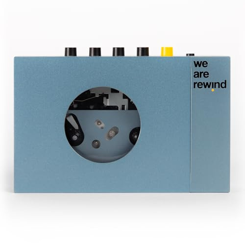 We are Rewind Lettore a cassette portatile - Registratore a cassetta con connessione Bluetooth, altoparlante o cuffie, cavo audio da 3,5 mm - (Kurt, Azzurro)
