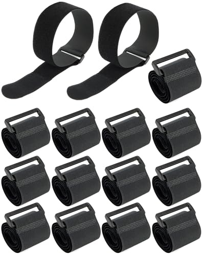 QWROK - 15 Piezas Correas Correas de Amarre para Cables de 600mm x 50mm, Ajustable, Reutilizables, Correas de Gancho y Bucle