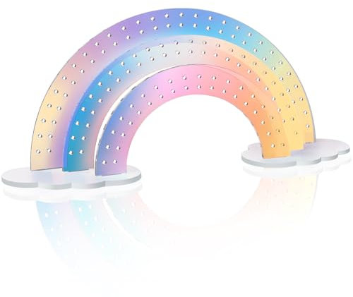 NiHome 3-Tier Iridescent Acrylic Rainbow Earring Organizer, 140 Holes for 70 Pairs, Unique Front Row, Lightweight & Durable, Perfect Gifts for Teenage Girls, Daughter Gifts, Birthday Girls Gifts
