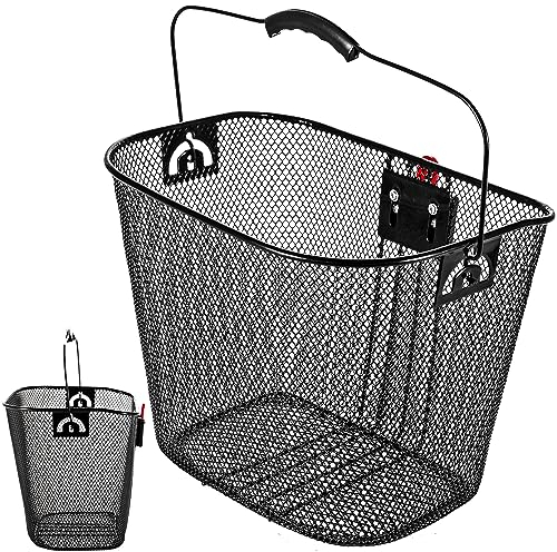 MalTrack Metallkorb Für Fahrrad Lenker + Korbhalter | Lenkerkorb mit Adapter | Korb zum befestigen | 34 x 25 x 27cm | bis 5 kg