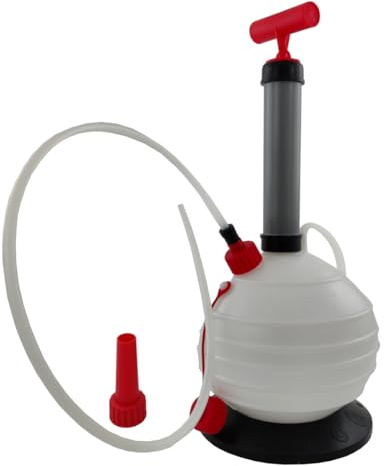 Toolzone Oil Extractor Pump - Vacuum Syphon Pump for Engine Oils, Coolant, Fluid Removal 6L - 4 Different Hose sizes and Adaptors
