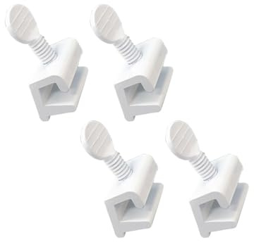 QCAA Single Small Sliding Window Security Lock, Aluminum, White Coated, 4 Pack, Made in Taiwan