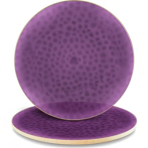 Stunning Purple Chargers Hammered Gold Rim Plates - 13 (Pack of 4) - Premium Quality - Perfect for Luxurious Table Setting