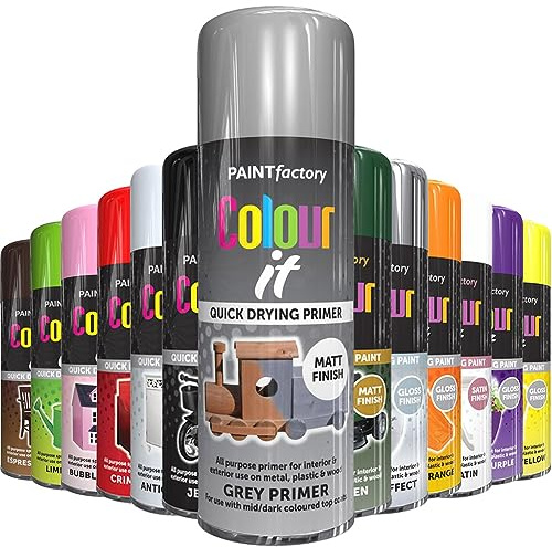 AlezyB 1x Grey Primer All Purpose Spray Paint 400ml Professional Quality and Fantastic Finish, Interior, Exterior, Household Multipurpose Spray for Metal | Plastic | Wood | Glass
