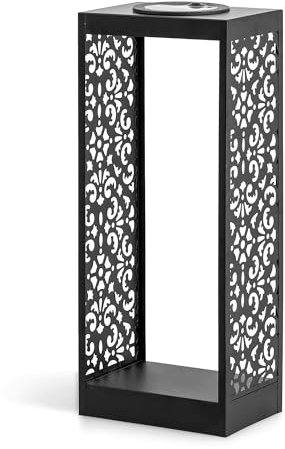 Staymoment Große Solarlaterne für Außen Garten: 39 cm LED Solarleuchten als Balkon Deko Schwarz Gartendeko Solar Windlicht outdoor Boho Stil