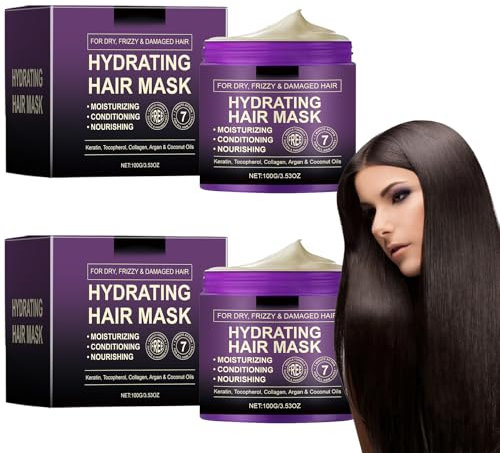 Kératine Masque Capillaire, Masque Capillaire Au Collagène, Masque Cheveux Réparation, Masque De Traitement Capillaire, Les Cheveux Hydratants Lissent Les Frisottis, 2 Pièces