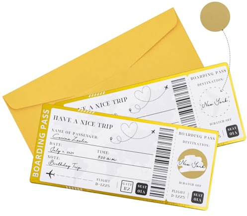 YALiya 2 Piezas Tarjeta viaje sorpresa | Idea de regalo original personalizado | Incluye tarjeta rasca personalizable divertida | Regalo viaje sorpresa | Tarjeta de embarque para viajeros