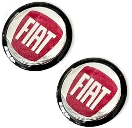 2 pezzi adesivi con logo 14 mm di diametro per auto FIAT. Per chiavi, telecomando, ecc. Adesivi con emblema (14 mm, 2 pezzi, FIAT nero - argento - rosso Epoxy)