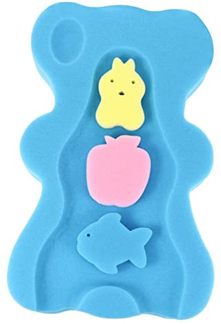 PartyKindom Alfombrilla De Baño Para Bebés Esponjosa Antideslizante Azul, Cojín De Baño Cómodo y Suave, Soporte Corporal Delicado Para Limpieza, Adecuada Para Uso Infantil y Cuidado Piel