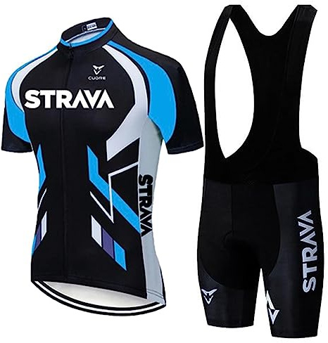 Fenovel Maillot Ciclismo Hombre Verano Conjunto Ropa MTB Manga Corto Pro Culotte Almohadilla de Gel 19D y Camiseta Bici