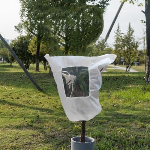 Bâche d'hiver pour plantes avec isolation et fenêtre transparente en tissu non tissé pour protection contre le gel et observation des plantes (100 x 120 cm)