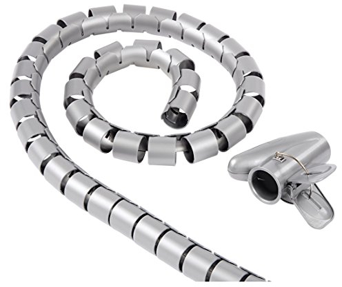 Hama Kabelschlauch „Easy Cover“ (Spiralschlauch mit Einfädelhilfe, Länge 2 m, Durchmesser 25 mm) Silber