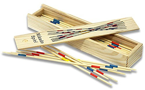 4 x Mikado Mikadostäbchen Mikadospiel in Holzbox