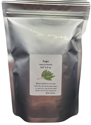 Sage - Salvia officinalis Dried Loose Leaf C/S by Nature Tea (4 oz)