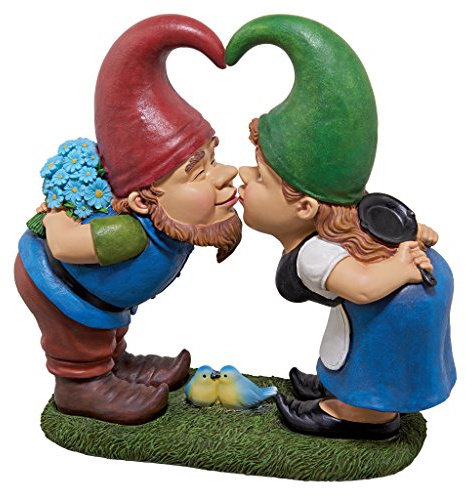 Design Toscano QM2796400 - Figura Beso y decirle, Amante gnomos Estatua, de Color Beige
