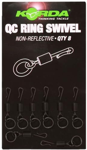 Korda Quick Change Ring Swivel Size 11 | Fishing Tackle | Quick Change Swivels for Helicopter Rigs | Non-Reflective PTFE Coating