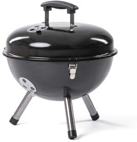 Rosmarino BBQ Kettle Barbacoa de Carbón (Ø 36 cm) - Parrilla portátil de acero para exteriores con tapa y rejilla cromada - Parrilla redonda de acero para exteriores de color negro