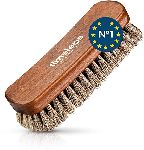 TIMELEOS Skoborste av hästhår för optimal skovård | hästhårborste | glansborste | skoputsmedel | skopoleringsborste | skor | män ljus (förpackning med 1, glans)