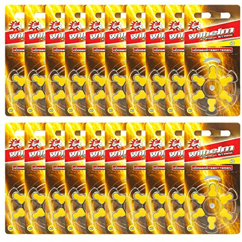 120 x Wilhelm Hörgerätebatterien Typ 10 gelb Hörgerätbatterie PR70 ZL4 1,4/1,45 V