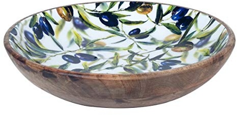 Signes Grimalt By Sigris - Cuenco Madera | Plato Hondo Decorativo de Madera - Diseño aceitunas, Diámetro 30 cm