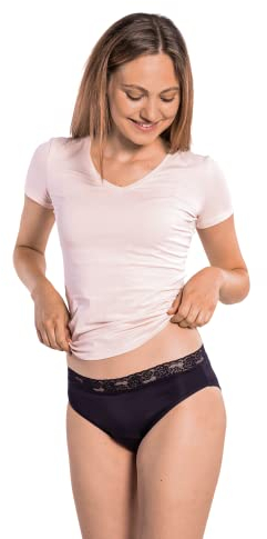 SELENACARE Ropa interior menstrual clásica para mujer, lavable y antibacteriana, 100% vegana, sostenible, absorción de 25 ml, talla M (36/38), color negro