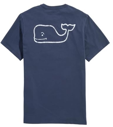 Vineyard Vines Mens Long-Sleeve Vintage Whale Pocket Tee, Blue Blazer, XL