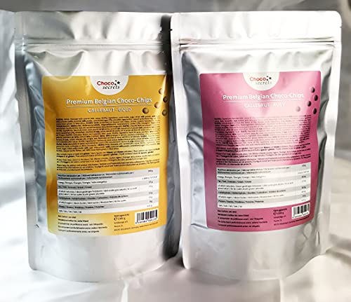 CHOCO SECRETS | 2000g Pépites de Chocolat, Rubis (Ruby) et Gold | Chocolat Belge premium, Fontaine Chocolat, Chocolat Pâtissier, Chocolat de Couverture Lait | Fondue Chocolat | en sachet refermable