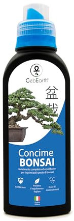GebEarth® - Concime Liquido Bonsai 【500 ml】 | Alto contenuto di Nutrienti specifici per Bonsai | Rinforza le radici e stimola la produzione di nuove foglie in tutti i tipi di Bonsai.