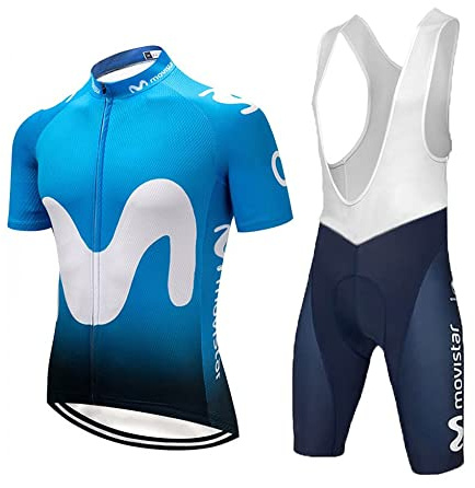 louizumify Maillots de Ciclismo de Manga Corta para Hombre Conjunto de Ropa de Verano, Culottes de Ciclismo con Acolchado de Gel 3D