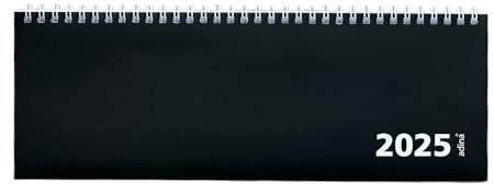 ADINA Großer Tischquerkalender Querterminplaner Tischkalender XXL 1 Woche = 2 Seiten (2025 schwarz)