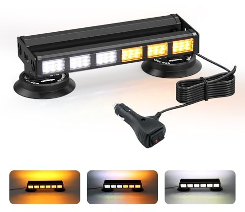 12 Pouces Gyrophare Stroboscope LED Lampe d'avertissement bilatérale 6 COB Réglable 3 Couleurs 9 modèle Rampe d'éclairage Automobile pour Voiture Camion Tracteur Toit Automobile Haut