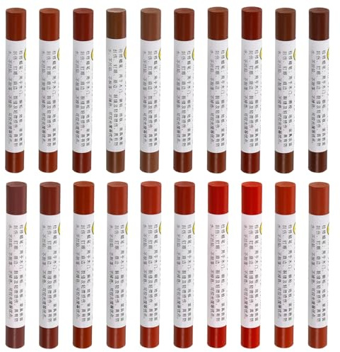 QUARKZMAN Mobili Ripara Cera Pastelli Kit 20pz - Legno Stucco Stick Ritocco Up Mobili Pennarelli - per Graffi Fori Tavoli Scrivanie Legno Pavimento Laminato Copertine Rosso Serie