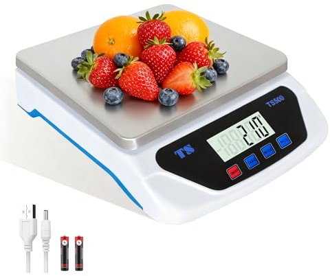 LAIJIANG Bilancia Cucina Digitale1 Gr Max 30 kg, Bilancia Professionale Alimenti Tara con 6 unità Display LCD Funzione PCS Tare Peso per Cuocere Cucina USB/Batterie (Bianco,30kg)