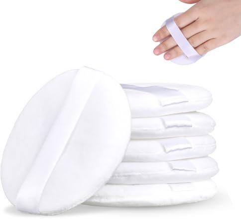 6 Stk Große Flauschiger Puderquaste,8cm Runde Puderquaste,Ultraweich Waschbare Wiederverwendbare Puderquaste,Baumwoll Puderquaste,Lose Puderquaste Körper Puderquaste,für Nass Trocken Make up Werkzeug