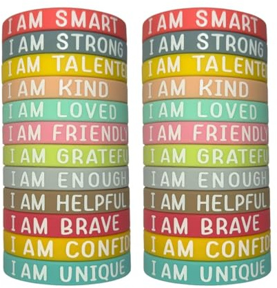 ZENRUIMING 24 st inspirerande citat silikonarmband, mäns och kvinnors engelska motiverande fraser armband, tema festtillbehör