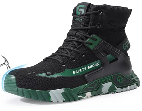 Steel Toe Shoes for Men Work Safety Industrial Construction Shoes Mid Cut Industrial Boot Work Sneakers Comfortable Lightweight Safety Shoe
