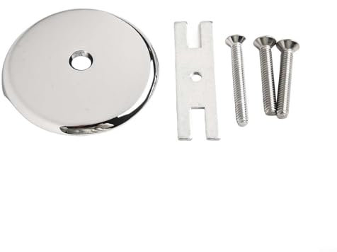 Kit de plaque de trop-plein en laiton pour baignoire, panneau de vidange à trou unique avec 3 vis et plaque de montage, compatible avec la plupart des canalisations de baignoire standard (argenté)