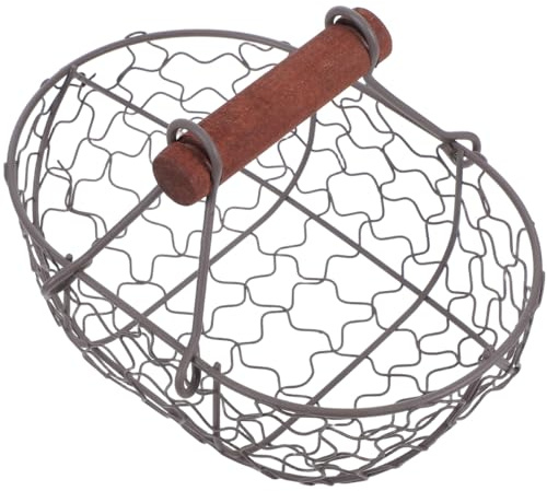 Gatuida Drahtkorb Eierkorb zum Sammeln: Retro Metallkorb Erntekorb Draht Aufbewahrungskorb Küchen Organizer für Eier Obst Brot für Haushalt und Party
