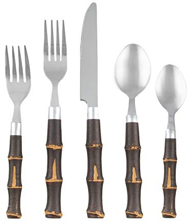 Cambridge Silversmiths 20-Piece Estelle Bamboo Flatware Set
