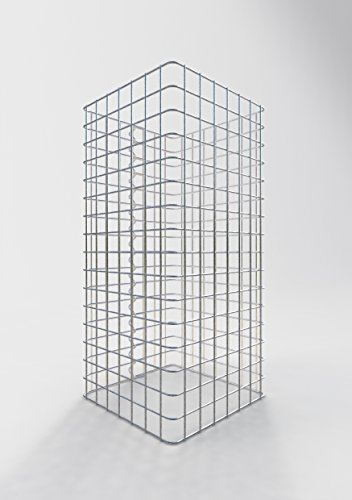 GABIONA Colonna di Pietra Cesto di Gabbione Maglie rettangolari, 5 x 5 cm, Altezza 80 cm, Chiusura a Spirale, con zincatura galvanica