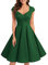 Bbonlinedress Robe Femme de Cocktail Vintage Rockabilly Robe plissée au Genou sans Manches col carré Rétro, Vert, M