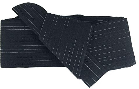 ZooBoo Japanese Kimono Obi Belt - Mens Traditional Vintage Waist Judo Wrap Waistband Pattern (Black)